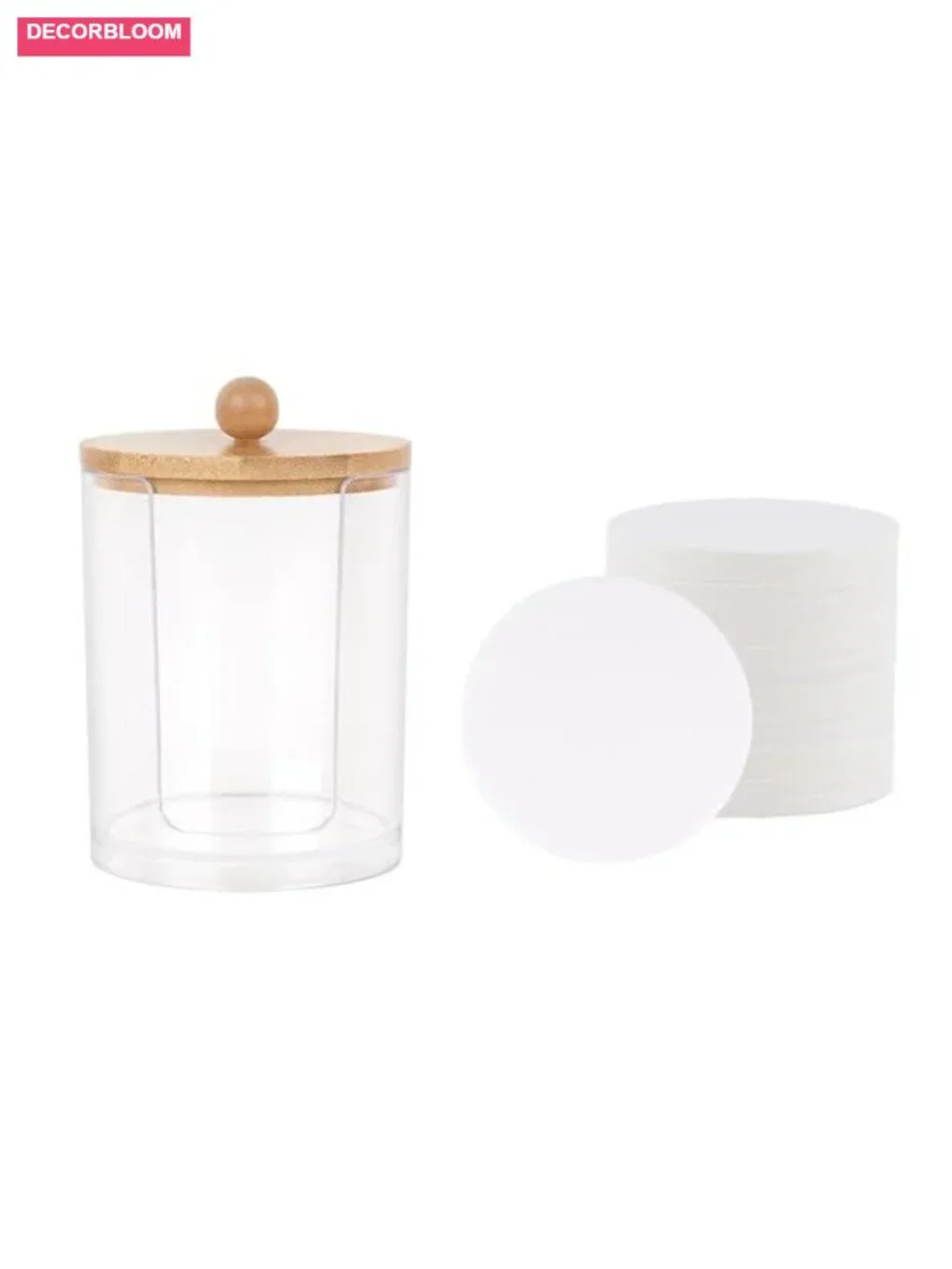 Coffee Filter Holder with 500 Disposable Filters, Wooden Lid, Clear Acrylic